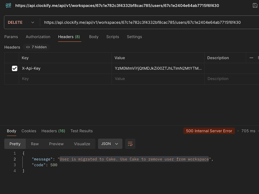 Remove user from workspace api error - API and Webhooks - CAKE.com ...